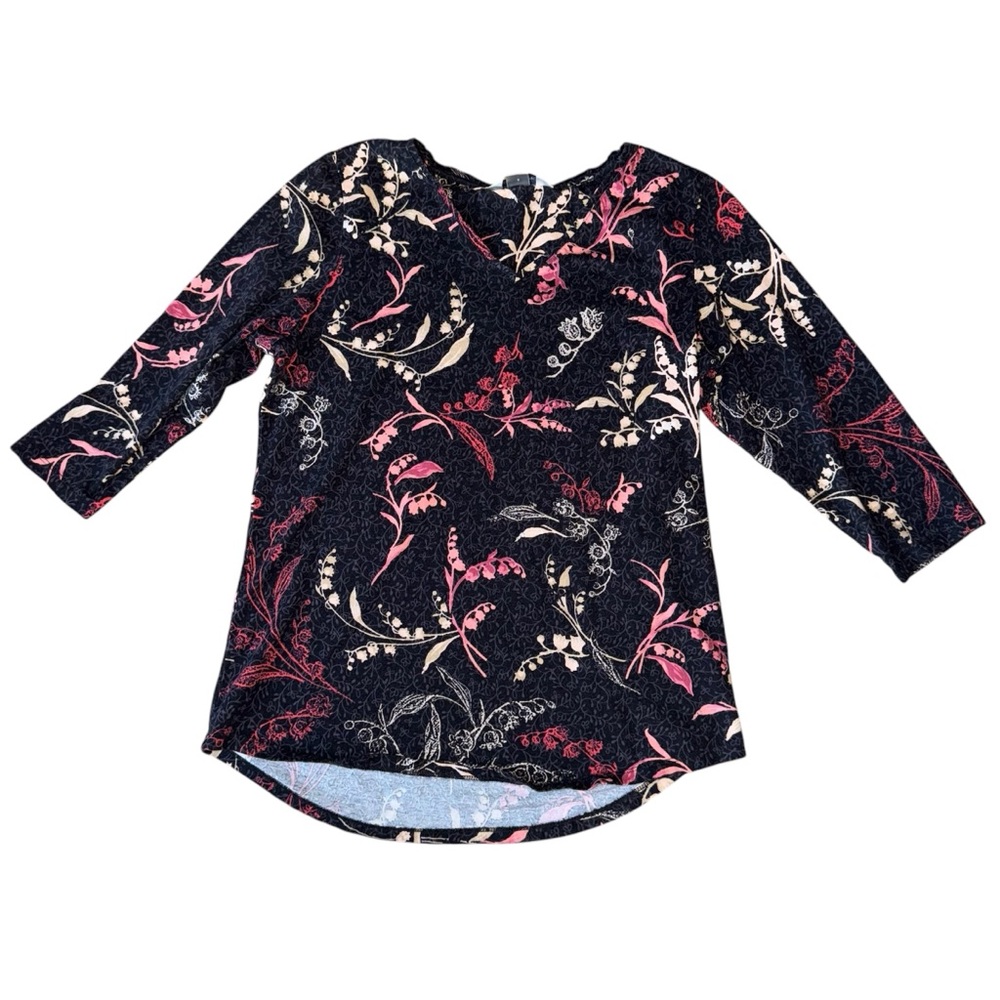 Christopher & Banks Women’s Small Floral Blouse 3/4 Sleeve Top